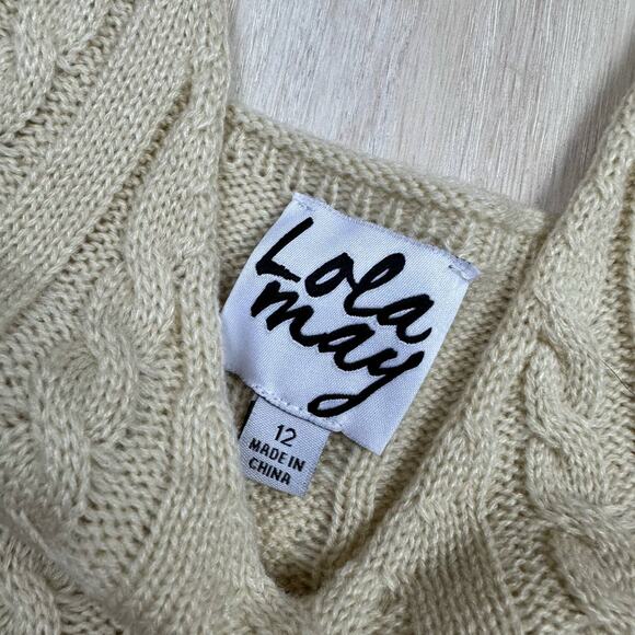 ASOS Lola May Chinky Knit Tan Beige Weave Peplum Sweater Tank Size 12 - Picture 11 of 13